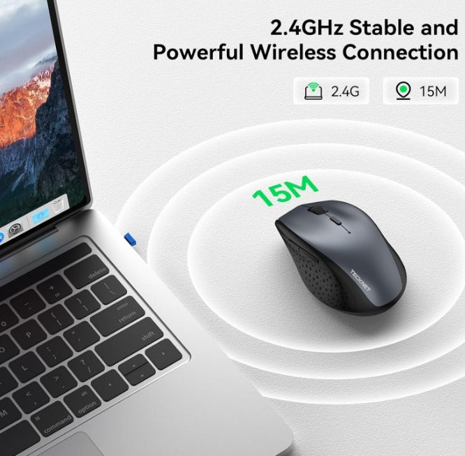 TECKNET Wireless Mouse for Laptop, 3200 DPI Optical Grey amazon graded return